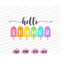 Hello Summer Svg Png, Summer Welcome Svg, Colorful Holiday Png, Family Vacation Svg, Vacay Mode Svg, Travel Png, Adventu