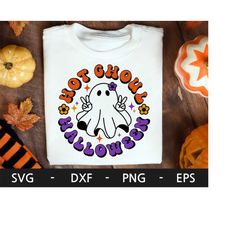 Hot Ghoul Halloween svg, Halloween png, Peace Ghost svg, Funny Halloween png, Retro Shirt For Women, dxf, png, eps, svg