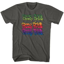 Cheap Trick Rainbow Stacked Logo Smoke Adult T-Shirt