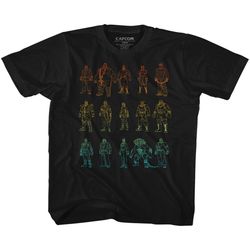 Street Fighter Outlines Black Youth T-Shirt