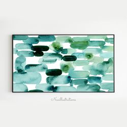 Samsung Frame TV Art Abstract Green Watercolor Brushstroke Shape Downloadable Digital Download Hand Painted