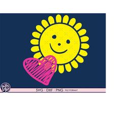 Sun svg, sunshine svg, files for cricut. Sun Heart Svg, Png, dxf files. Sun cut file clipart sunshine heart Shirt svg  d