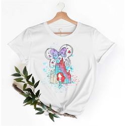 Ariel Princess Shirt, Little Mermaid Watercolor Castle Shirt, Ariel Castle Shirt, Little Mermaid Shirt, Family Vacation