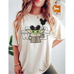 Vintage Disney Star Wars Baby Yoda Comfort Colors Shirt, Disney Mickey Balloon Shirt, Baby Yoda Shirt, Disneyworld Shirt