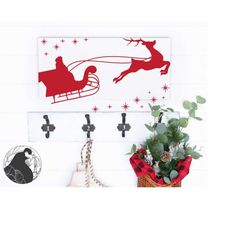 Santa and Reindeer SVG, Cut File for Christmas Sign, Dasher svg, Rudolph svg, Reindeer Vector, Santa's Sleigh svg, Cricu