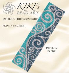 Peyote bracelet pattern Swirls of the moonlight Peyote pattern design 2 drop peyote in PDF instant download DIY