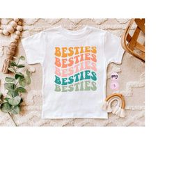 Besties Cousins PNG, Wavy text, Toddler Shirt png, Retro Brother Sister, Kids Shirt design, Matching Sibling, Toddler Te