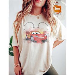 Lightning Mcqueen Comfort Colors Shirt, Mickey Ears Tee, Disney Cars Shirt, Disney Shirt, Disney Pixar Shirt, Cars Shirt