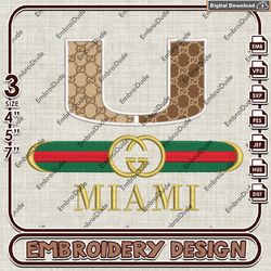 NCAA Miami Hurricanes Gucci Embroidery Design, NCAA Teams Embroidery Files, NCAA Miami Hurricanes Machine Embroidery