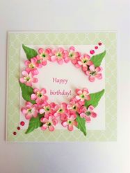 Apple blossom greeting card, Handmade greeting card, Birthday Card, Flowers card, Apple blossom 3D flower greeting card