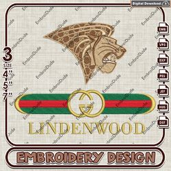NCAA Lindenwood Lions Gucci Embroidery Design, NCAA Teams Embroidery Files, NCAA Lindenwood Lions Machine Embroidery