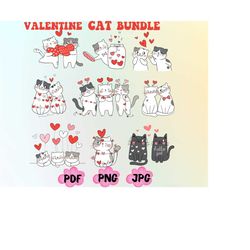 Cute Valentine Cat Bundle Png,Cat Lover Valentine Png,Valentines Day Png,Funny Valentines Day Svg,Valentine PNG,Heart Sh