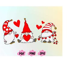 Valentine Gnomes Hearts Png,Valentines Day Shirt Design,Heart Png,Cute Valentine Png,Scandinavian Gnome Png,Valentine PN