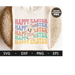 Happy Easter svg, Easter Shirt, Funny Easter, Retro Bunny svg, Kid Easter Shirt Design, dxf, png, eps, svg files for cri