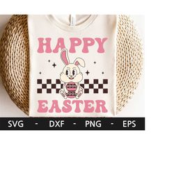 Happy Easter svg, Easter Shirt, Funny Easter, Retro Bunny svg, Rabbit, Kid Easter Shirt Design, egg svg, dxf, png, eps,