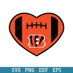 Heart Cincinnati Bengals Footabll Logo Svg, Cincinnati Bengals Svg, NFL Svg, Png Dxf Eps Digital File