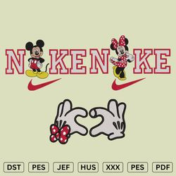 Nike Mickey And Nike Minnie Embroidery design - Couple Embroidery design - DST, PES, JEF
