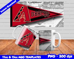 Diamondbacks Mug Design Png, Sublimate Mug Template, Arizona Mug Wrap, Sublimate Baseball Design Png, Instant Download