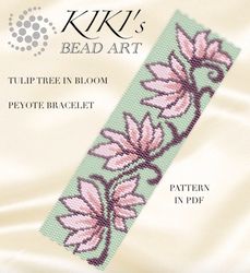 Peyote bracelet pattern Tulip tree Peyote pattern design 2 drop peyote in PDF instant download DIY