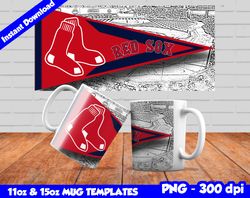 Red Sox Mug Design Png, Sublimate Mug Template, Red Sox Mug Wrap, Sublimate Baseball Design Png, Instant Download