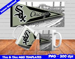 White Sox Mug Design Png, Sublimate Mug Template, White Sox Mug Wrap, Sublimate Baseball Design Png, Instant Download