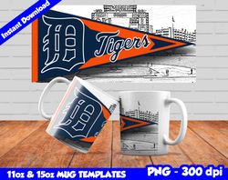 Tigers Mug Design Png, Sublimate Mug Template, Tigers Mug Wrap, Sublimate Baseball Design Png, Instant Download