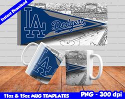 Dodgers Mug Design Png, Sublimate Mug Template, Dodgers Mug Wrap, Sublimate Baseball Design Png, Instant Download