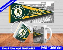 Athletics Mug Design Png, Sublimate Mug Template, Athletics Mug Wrap, Sublimate Baseball Design Png, Instant Download