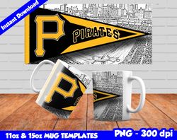 Pirates Mug Design Png, Sublimate Mug Template, Pirates Mug Wrap, Sublimate Baseball Design Png, Instant Download