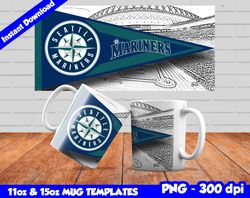 Mariners Mug Design Png, Sublimate Mug Template, Mariners Mug Wrap, Sublimate Baseball Design Png, Instant Download