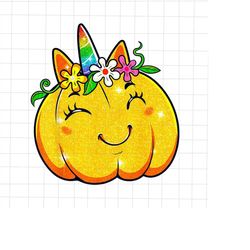 Unicorn Pumpkin Halloween Png, Cute Unicorn Halloween Png, Kids Halloween Png, Little Girls Unicorn Halloween Png, Girls