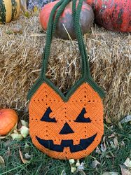 Spooky Halloween Delight: Crochet Jack-O-Lantern Bag Pattern, Pattern Halloween, halloween, pumpkin, trick or treat