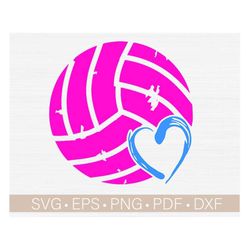 Volleyball Svg with Heart, Volleyball Vector Clipart, Cut File, Svg Files for Cricut, Volleyball Printable Png,Eps,Pdf,D