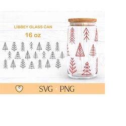 Christmas tree 2 Libbey glass svg, Christmas 16oz Beer can glass wrap svg, svg file for Cricut, png