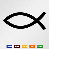 Fish Christian Symbol Svg, Dxf, Eps, Ai, Cdr Vector Files for Silhouette, Cricut, Cutting Plotter