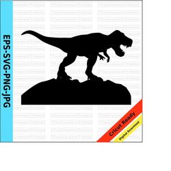 trex clip art t rex silhouette - digital dinosaur decal - svg png jpg eps vector clip art - car decal - car window decal