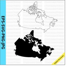Canada Outline Map svg eps png jpg Vector Graphic Clip Art Silhouette Canada Map Canada Outline Canada