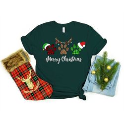Merry Christmas Paws Shirt, Christmas Buffalo Plaid Shirt, Christmas Shirt, Christmas Reindeer Shirt, Christian Shirt, C