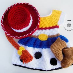 CROCHET PATTERN - Jessie Toy Story Baby Costume | Cowgirl Baby Crochet Pattern | Sizes Newborn - 12 months