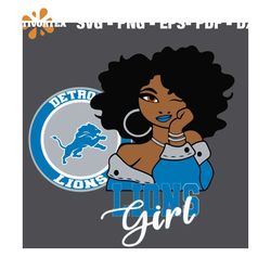 Detroit Lions Girl Svg, Sport Svg, Detroit Lions Logo Svg, Girl Svg, NFL team svg, NFL fan svg