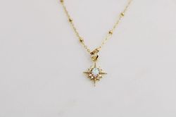 Opal Star Necklace, Dainty Opal Minimalist Necklace