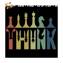 Think Retro Vintage Chess Pieces Player Svg, Trending Svg, Chess Pieces Svg, Retro Svg