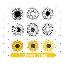 Sunflower Svg Bundle, Floral Svg Bundle, Sunflower SVG, Sunflower Clipart, Floral Png, Instant Download