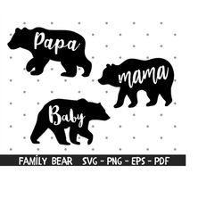 Family Bear SVG, Mama Bear Svg, Papa Bear svg, Baby Bear Svg, Black bear svg, Grizzly Bear Svg, Instant Download