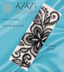 Peyote bracelet pattern Lace flower Peyote pattern design 2 drop peyote in PDF instant download DIY