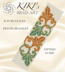 Peyote beading pattern bracelet pattern Autumn leaves Peyote pattern design 2 drop peyote in PDF instant download DIY