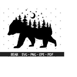 bear svg, bear tree svg, grizzly bear svg, mountain bear svg, black bear svg, camping time svg, instant download