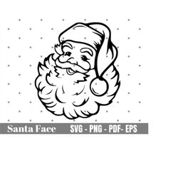 Santa SVG Santa Face Svg Vintage santa Svg Santa Claus svg Christmas Svg Holiday Svg Santa Silhouette Instabt Download