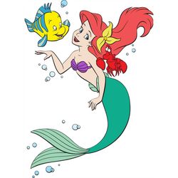 QualityPerfectionUS Digital Download - The Little Mermaid Ariel and Flounder - PNG, SVG File for Cricut, HTV, Instant Do