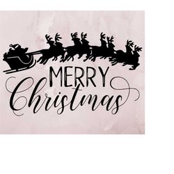 Merry Christmas SVG, Christmas SVG Digital Cut File, winter svg Christmas Deer svg hand lettered Merry Christmas Silhoue